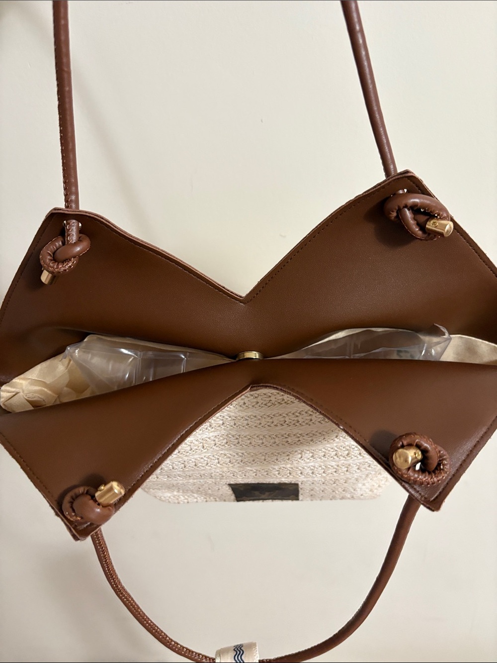 Upcycled authentic LV Straw tote Bag - Picture 5 of 9